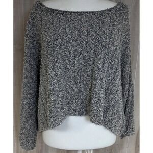 Free People Easy Street Crop Pullover Sweater Grey Size Medium Fall Chunky
